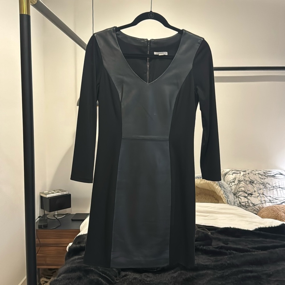 Vakko New York black leather dress